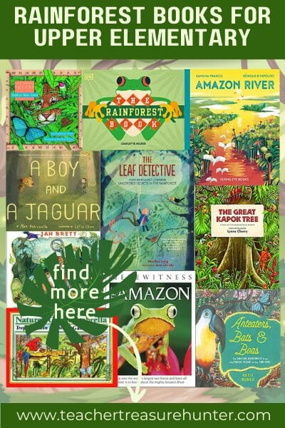 A collection of books about the rainforest for upper elementary grades
